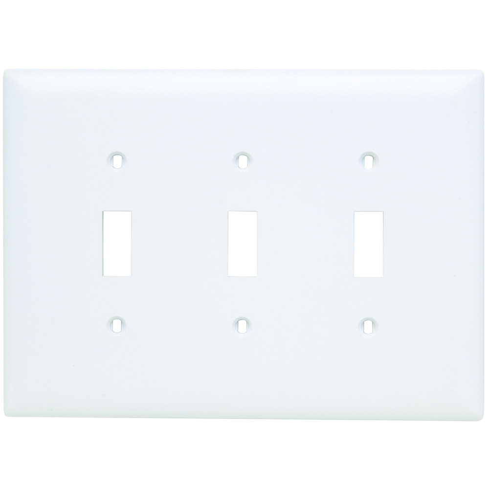TPJ3W TradeMaster Jumbo 3-Gang Nylon Wall Plate, 3 Toggle Switch Openings, White