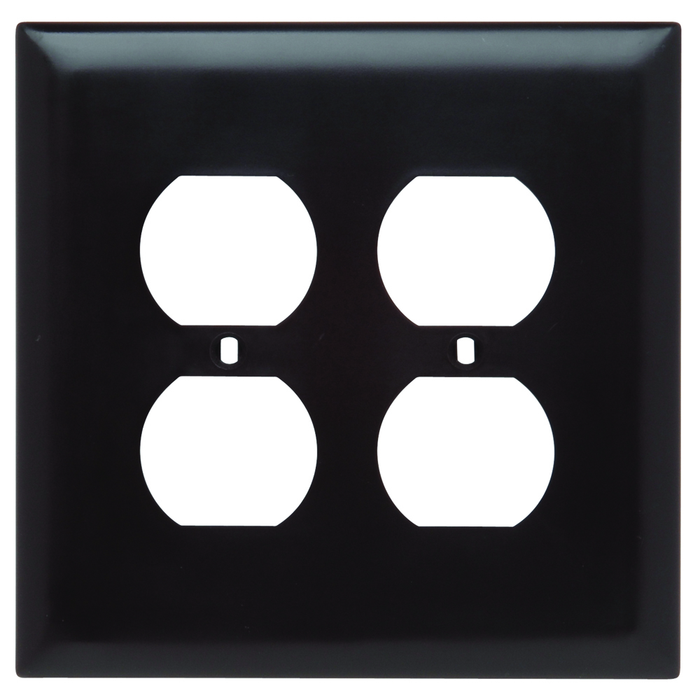 TPJ82 TradeMaster Jumbo 2-Gang Nylon Wall Plate, 2 Duplex Receptacle Openings, Brown