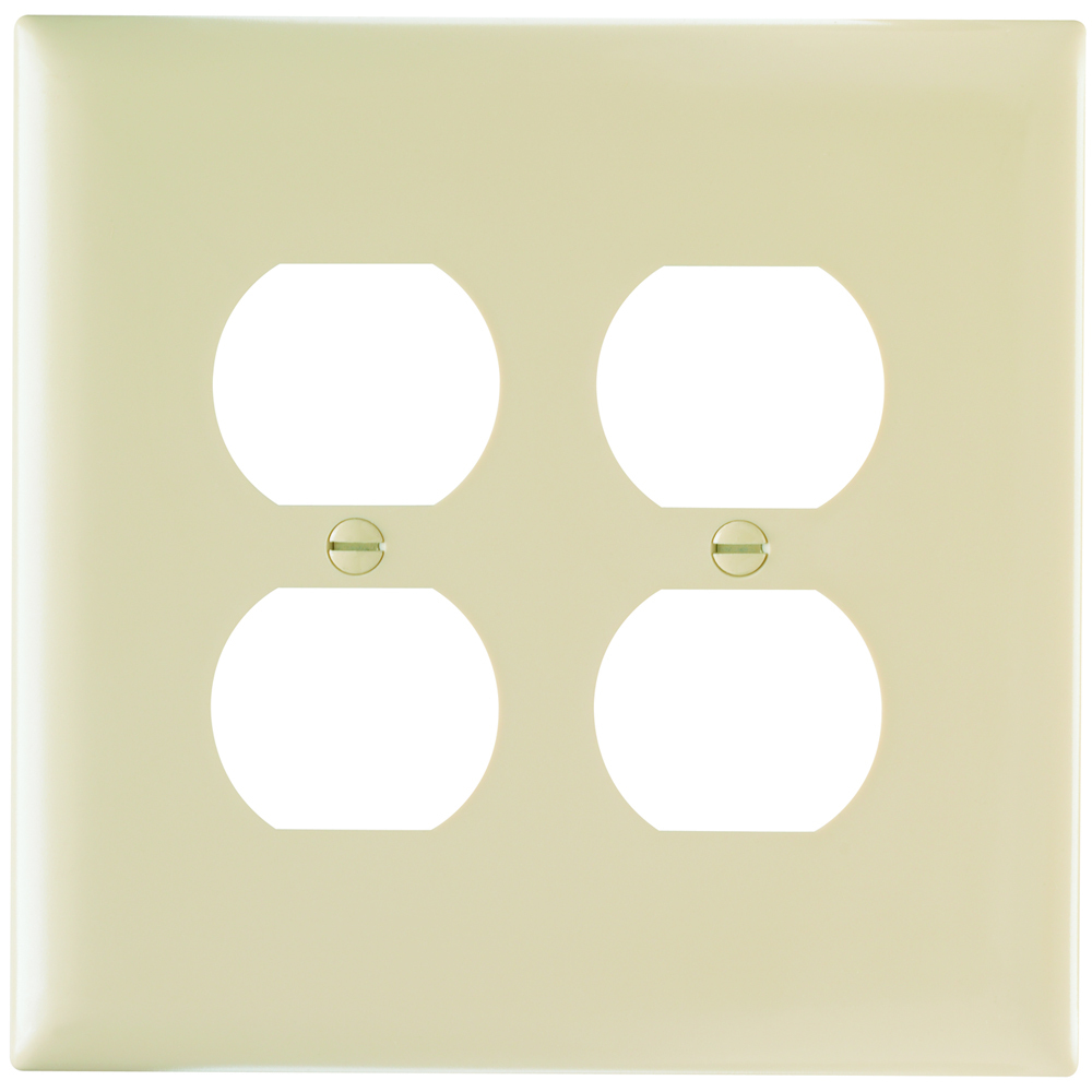 TPJ82I TradeMaster Jumbo 2-Gang Nylon Wall Plate, 2 Duplex Receptacle Openings, Ivory