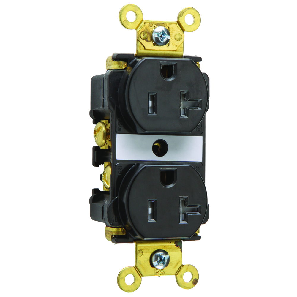 TR63BK 20 Amp 125V Spec-Grade Duplex Receptacle, Back and Side Wire, Black