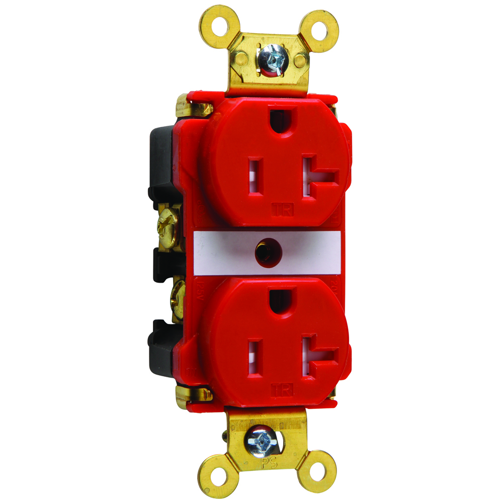 TR63RED 20 Amp 125V Spec-Grade Duplex Receptacle, Back and Side Wire, Red