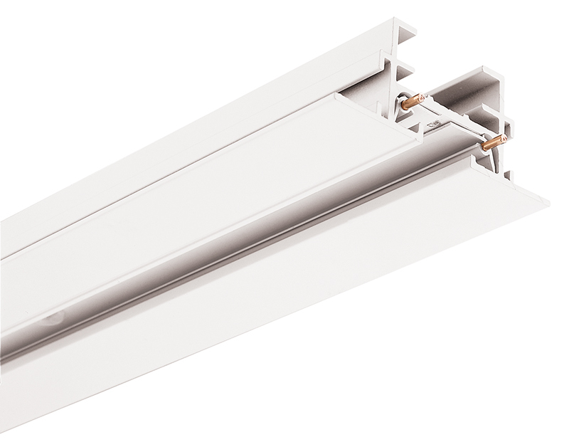 TREC 8FT WH T Series Recessed Trac Section, 18 ft L x 2-3/8 in W x 11/8 in D, Extruded Aluminum