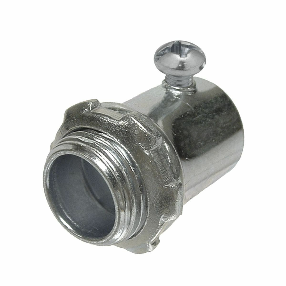 2003 Non-Insulated Set Screw Conduit Connector, 3/4 in Trade, For Use With EMT Conduit, Steel, Electro-Plated Zinc
