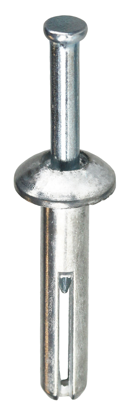 ZA150 Anchor With Pin, 1/4 in Dia, 1-1/2 in OAL, Zamak Alloy Body Shell, Carbon Steel Pin, Flat Head