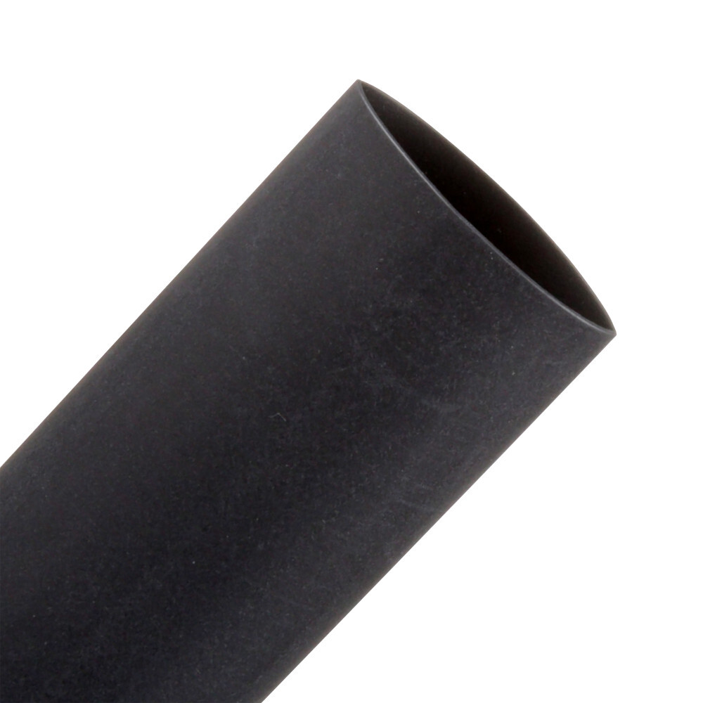 7100030629 Thin Wall Heat Shrink Tube, 3/4 in ID Expanded, 3/8 in ID Recovered, 0.03 in THK Wall Recovered, 50 ft L, Polyolefin, Black