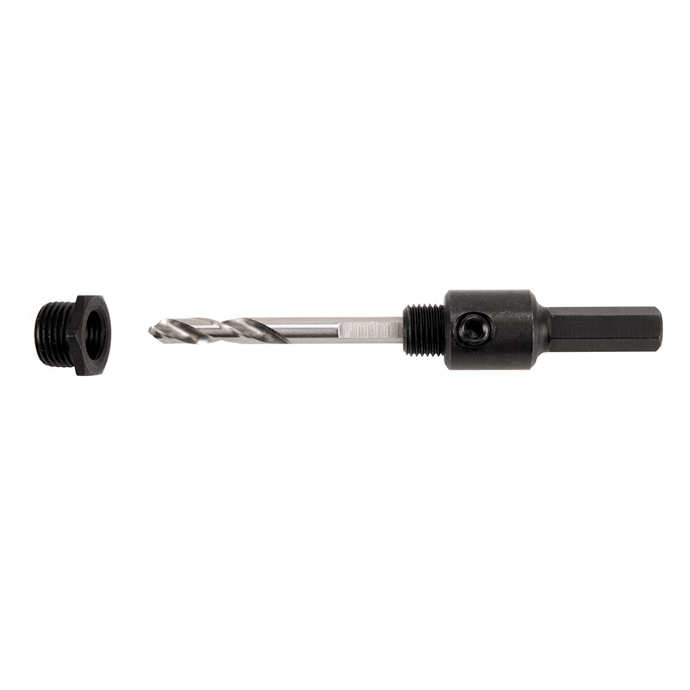 31905 Threaded Hole Saw Arbor With Adapter, 3/8 in Hex Shank, 1/8 in Pilot Drill, Steel