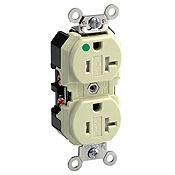 8300-SGT 1-Phase Duplex Extra Heavy Duty Tamper Resistant Straight Blade Receptacle, 125 V AC, 20 A, 2 Poles, 3 Wires, Light Almond