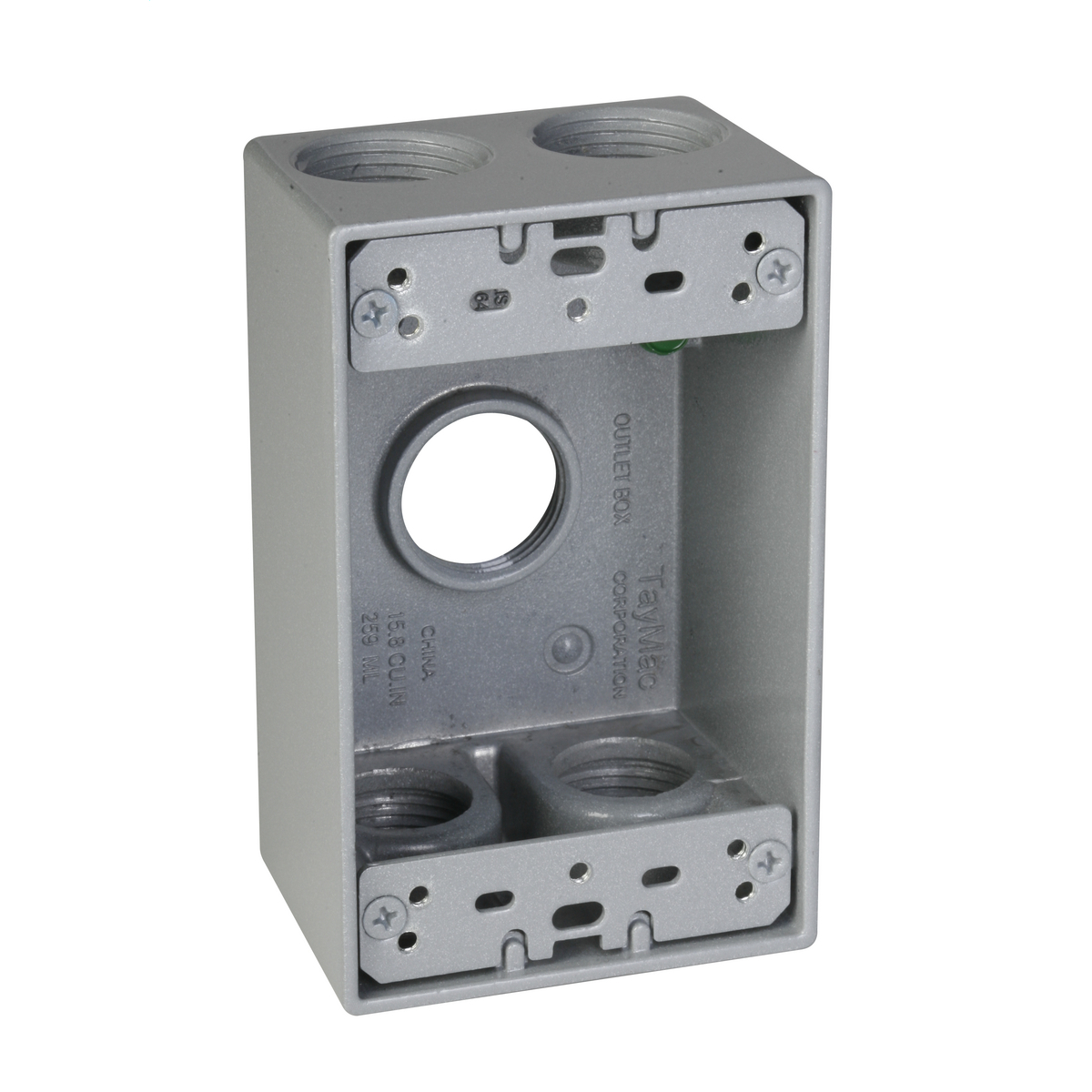 SB575S Weatherproof Outlet Box, Die Cast Metal, 18.3 cu-in Capacity, 1 Gangs, 5 Outlets, 4-1/2 in L x 2-3/4 in W x 2 in D