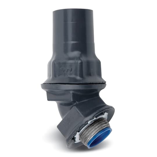 ST11/445-G Ocal Liquid Tight Conduit Connector, 1-1/4 in Trade, 45 deg, Steel, PVC Coated