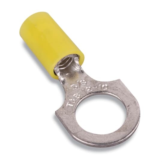 RC10-6 Sta-Kon RC Series Insulated Ring Terminal, 12 to 10 AWG Conductor, 1 in L, Insulation Grip Sleeve Barrel, Copper, Yellow