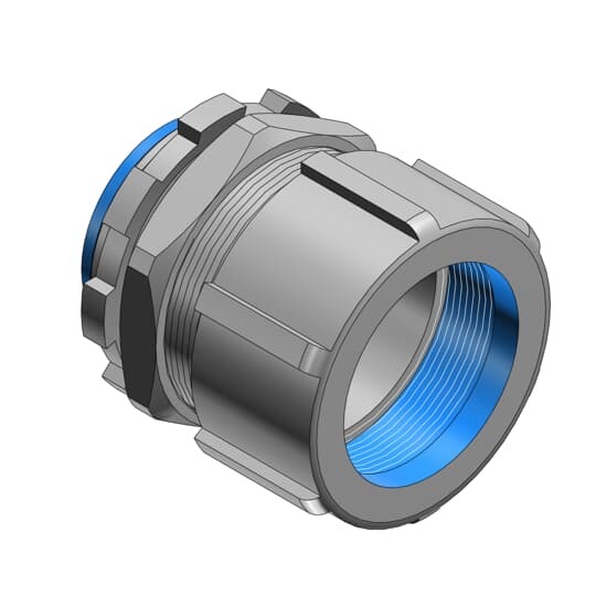 8221 T&B Non-Insulated Threadless Conduit Connector, 3/4 in Trade, For Use With Rigid/IMC Conduits, Malleable Iron, Chromate Coated/Electro-Zinc Plated