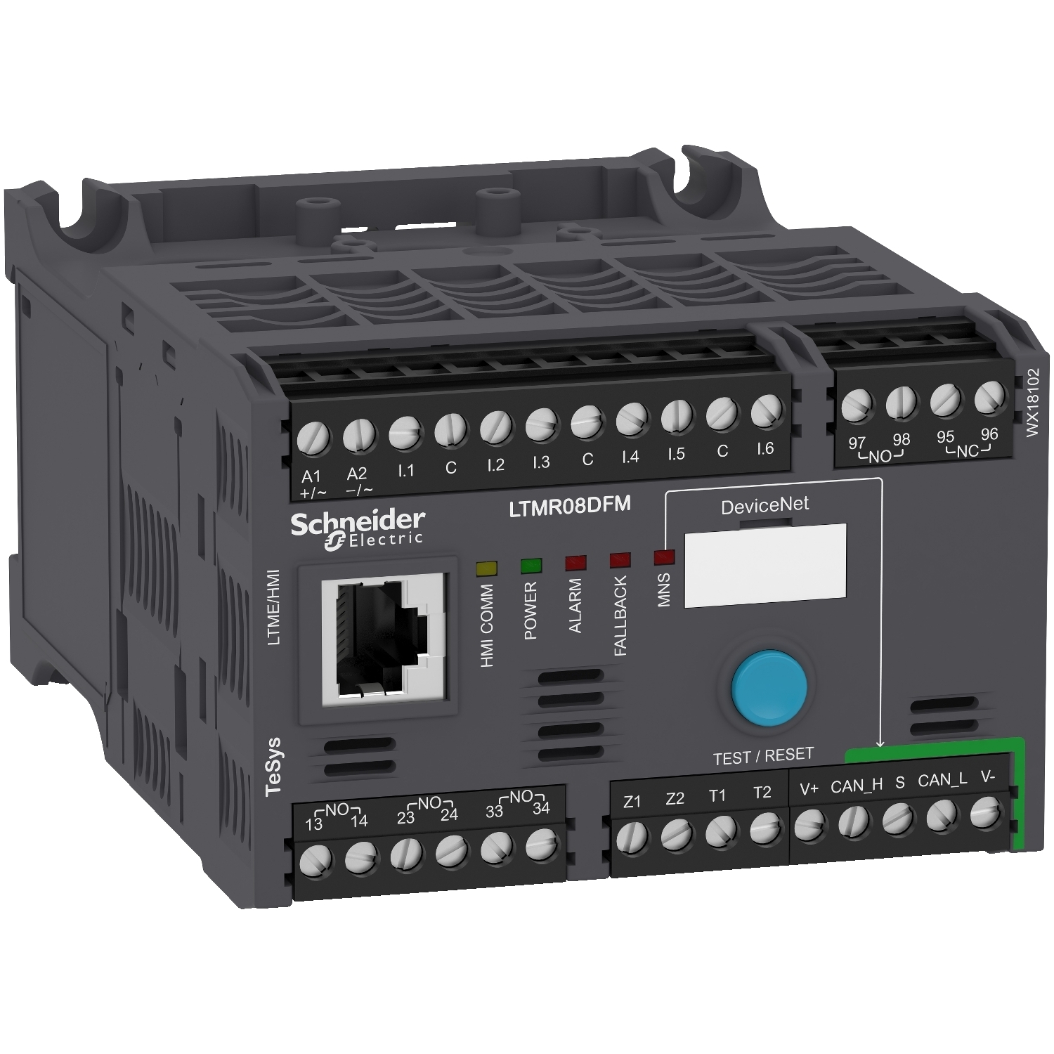 LTMR08DFM TeSys LTMR Motor Controller With DeviceNet Communication Port, 3.1 mA at 100 V AC, 7.5 mA at 240 V AC, 5 A at 250 VAC/5 A at 30 VDC