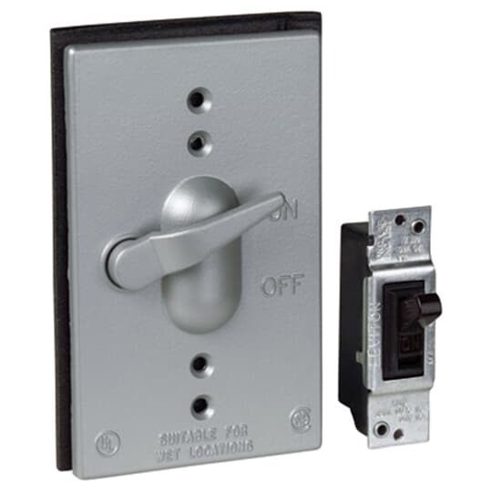 CCT-1-20 Red Dot Weatherproof Cover With 1-Pole 120 to 277 VAC 20 A Switch, 4-9/16 in L x 2-13/16 in W, Die Cast Aluminum