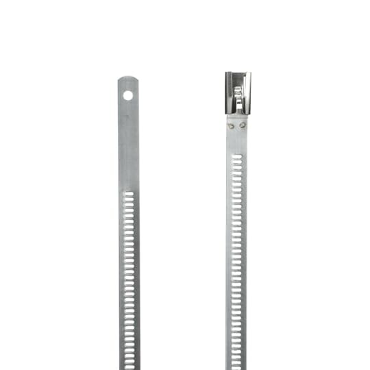 TYS12-280 Uncoated Cable Tie, 11.8 in L x 0.28 in W x 0.01 in THK, 316 Stainless Steel, Metallic Gray