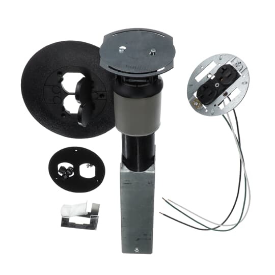 FPT445-SW-BLK Steel City Flush Service Poke-Through Base Unit With MopTite Cover, 3 in Hole, 7 in Dia Cover, 27 cu-in, Steel/Phenolic