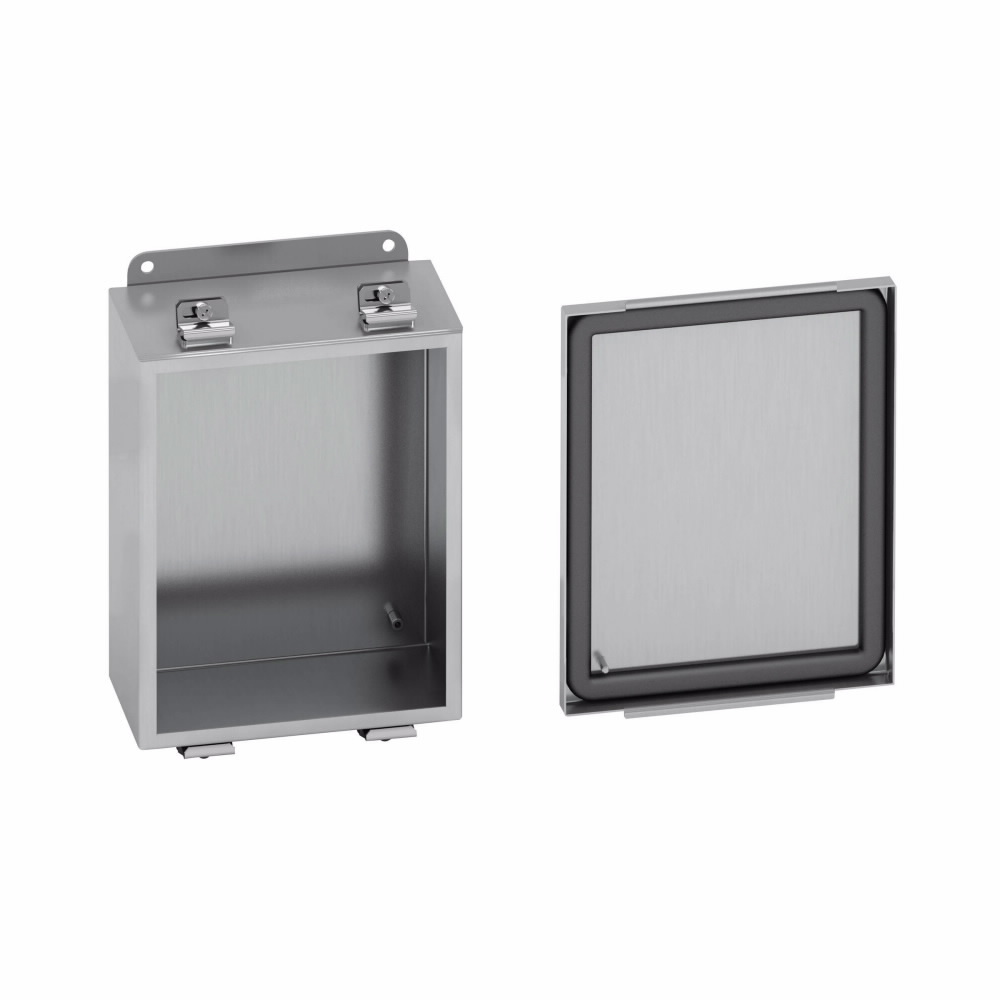 443-4XSLC 1-Door JIC Enclosure, 4 in W x 3 in D x 4 in H, NEMA 4X NEMA Rating, 304 Stainless Steel