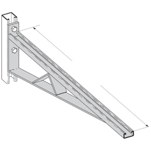 B494-48ZN Braced Single Bracket, 2 Holes, 48 in L x 1-5/8 in W x 7/32 in THK, Steel