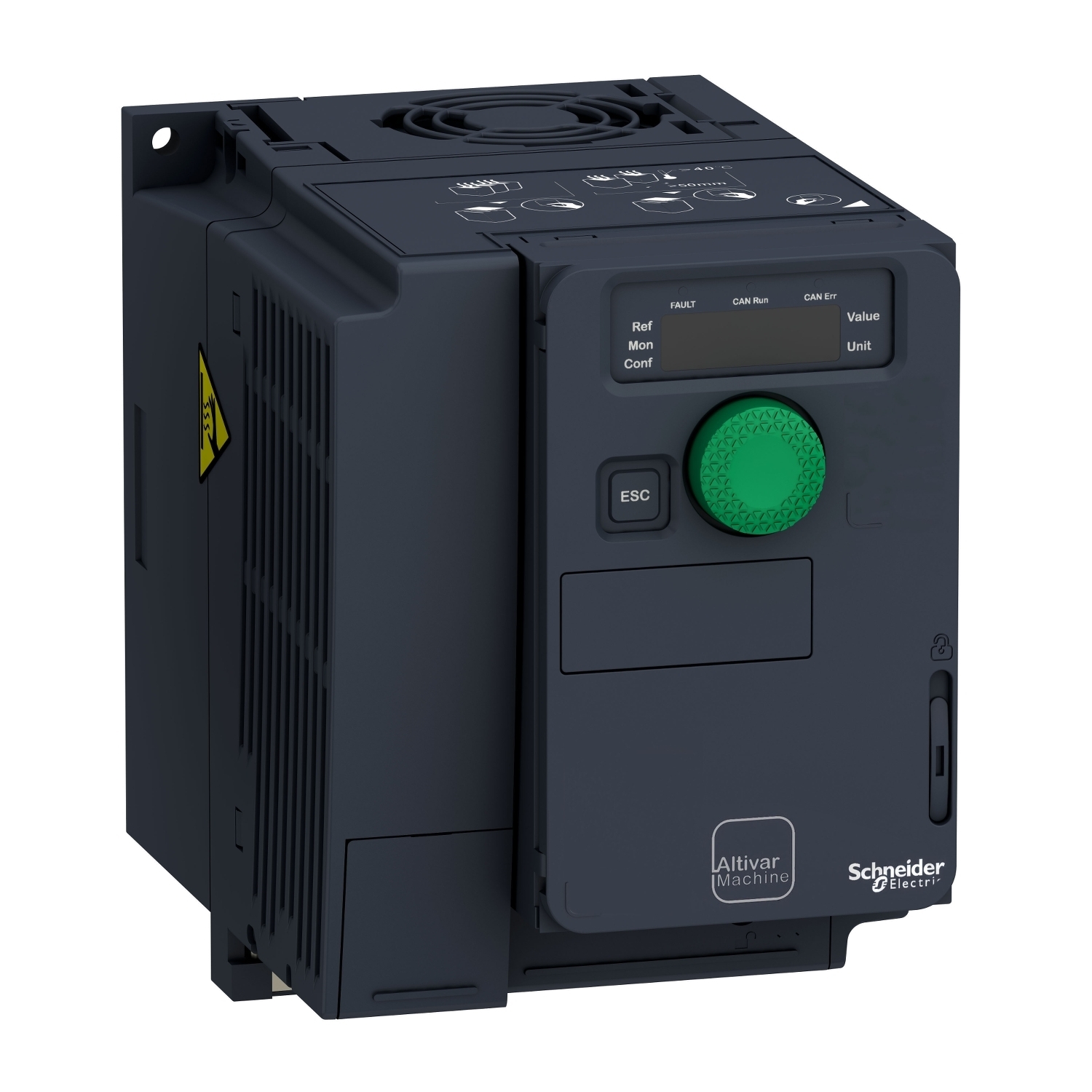 ATV320U11N4C Altivar 320 3-Phase Compact AC Variable Speed Drive With Class C2 Integrated EMC Filter, 400/480 V AC, 3.8/5 A, 1-1/2 hp, 4.13 in W x 6.22 in D