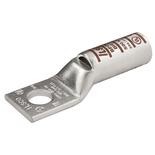 CLWS-6-14 SureCrimp CLWS 1-Hole Lug Compression Connector Sight Hole With Sight Hole, 6 AWG Flex Copper Conductor, Die Code: ILD-24, 1/4 in Stud, Tin Plated Copper