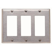 84411-40 Decora Standard Size Wall Plate, 3 Gangs, 6.37 in W x 4.5 in H, 302 Stainless Steel