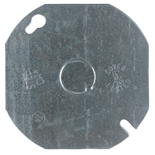 54-C-6 Steel City Flat Box Cover With Knockouts, 4 in Dia, Steel