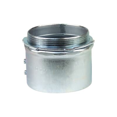 TC1210A Steel City Non-Insulated Set Screw Connector, 4 in Trade, For Use With EMT Conduit, Steel, Zinc Plated