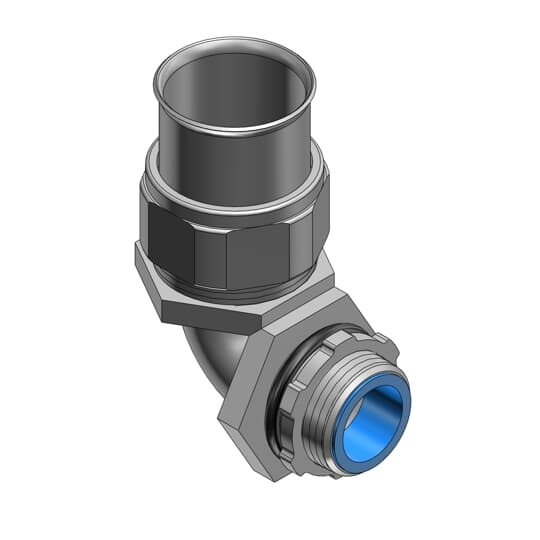 3742 T&B Conduit Connector With Insulated Throat, Sealing Ring, Iron Retainer, 3/4 in Trade, 90 deg, Steel