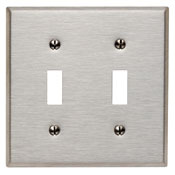 84009 Standard Size Wall Plate, 2 Gangs, 4.56 in W x 4.5 in H, 430 Stainless Steel