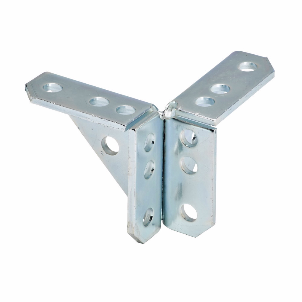 B276ZN Double Corner Gusseted Connection, 14 Holes, 4 in L x 4 in W, Steel