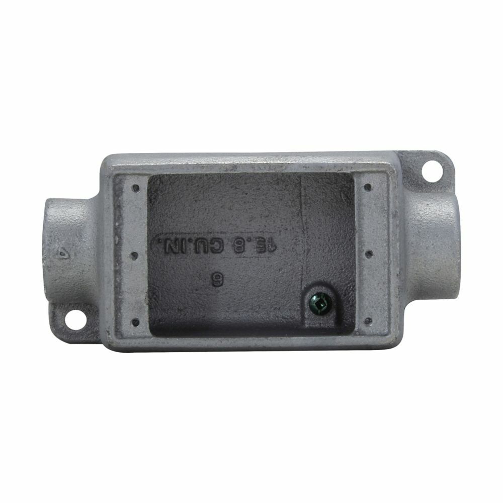 FSC1 Condulet 2-Outlet Shallow Device Box With Mounting Lug, 1/2 in NPT Trade, 1 Gang, Feraloy Iron Alloy, Aluminum Acrylic Painted/Electro-Galvanized