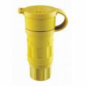 27W75 3-Phase Grounding Watertight Cable Mount Locking Connector, 250 V AC, 20 A, 3 Poles, 4 Wires, Yellow