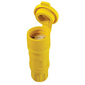 25W49 1-Phase Grounding Watertight Cable Mount Locking Connector, 250 V AC, 15 A, 2 Poles, 3 Wires, Yellow