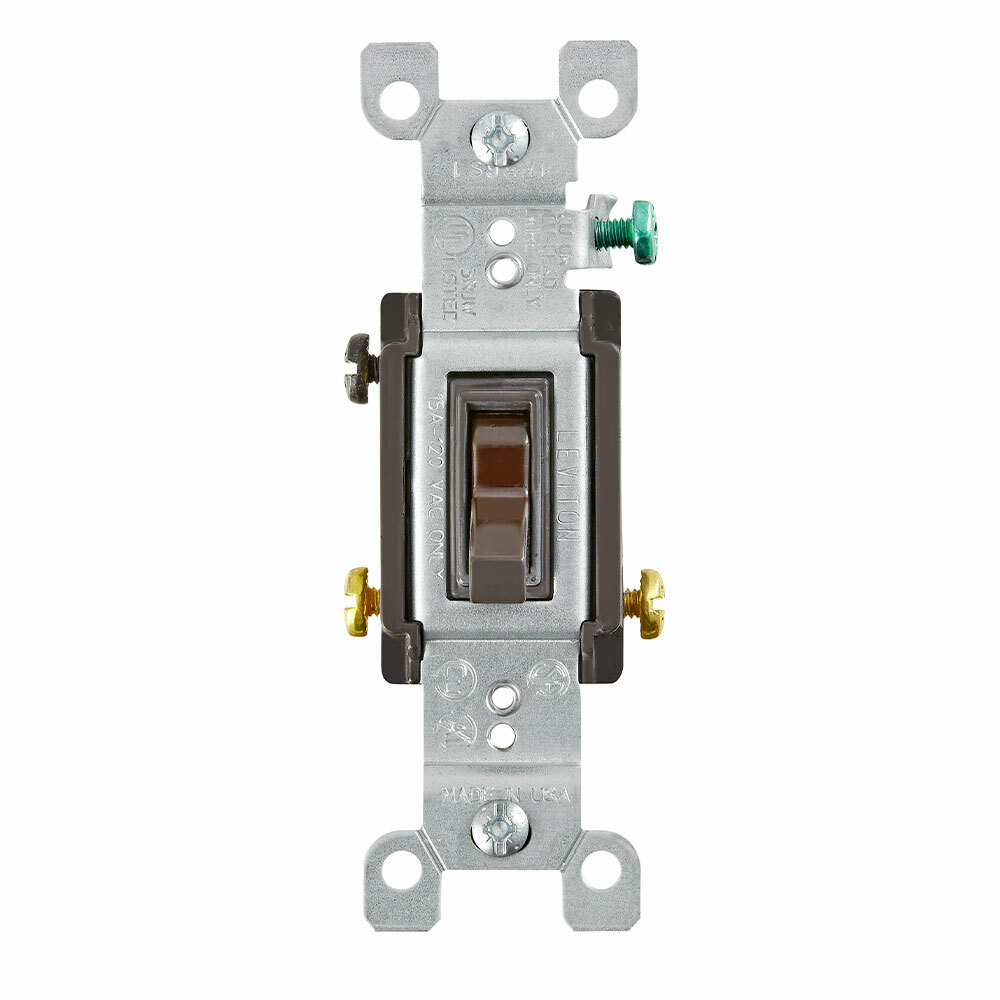 1453-2 3-Way Grounding AC Quiet Toggle Switch, 120 V AC, 15 A, 1/2, 2 hp Power Rating
