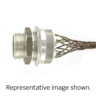 L7733 Straight Deluxe Cord Sealing Single/Double Weave Wire Mesh Strain Relief Grip, 1-1/2 in Trade, 1-1/4 to 1-3/8 in Cable Openings, Aluminum/Stainless Steel, Anodized