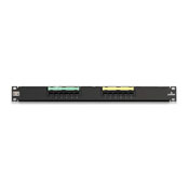 5G596-U12 GigaMax 1-RU Flat Patch Panel, 12 Ports, CAT 5e, 26 to 22 AWG Terminal, Plastic/Steel