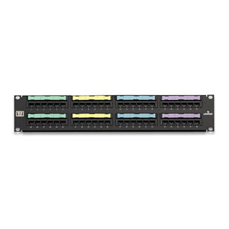 5G596-U48 GigaMax 2-RU Flat Patch Panel With Centralized Labeling Holder, 48 Ports, CAT 5e, 26 to 22 AWG Terminal, Plastic/Steel