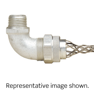 L7765 Deluxe Cord Sealing Single/Double Weave Wire Mesh Strain Relief Grip, 3/4 in Trade, 1/4 to 3/8 in Cable Openings, Aluminum/Stainless Steel, Anodized