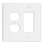 PJ826-I Midway Size Combination Wall Plate, 2 Gangs, 4.94 in W x 4.875 in H, Thermoset, Ivory