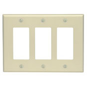 80611-I Decora Midway Size Wall Plate, 3 Gangs, 6.75 in W x 4.88 in H, Thermoset, Ivory