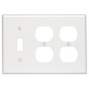 80747-I Standard Size Combination Wall Plate, 3 Gangs, 6.38 in W x 4.5 in H, Thermoplastic, Ivory