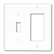 80707-I Decora Standard Size Combination Wall Plate, 2 Gangs, 4.56 in W x 4.5 in H, Thermoplastic, Ivory