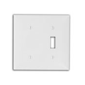80706-W Blank Standard Size Combination Wall Plate, 2 Gangs, 4.56 in W x 4.5 in H, Thermoplastic, White