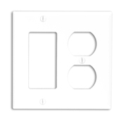 80746-W Decora Standard Size Combination Wall Plate, 2 Gangs, 4.56 in W x 4.5 in H, Thermoplastic, White