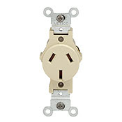 5032 Heavy Duty Non-Grounding Single Straight Blade Receptacle, 125/250 V AC, 20 A, 2 Poles, 3 Wires, Brown