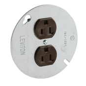 5042 Duplex Heavy Duty Grounding Straight Blade Receptacle With 4 in Cover, 125 V AC, 15 A, 2 Poles, 3 Wires, Brown