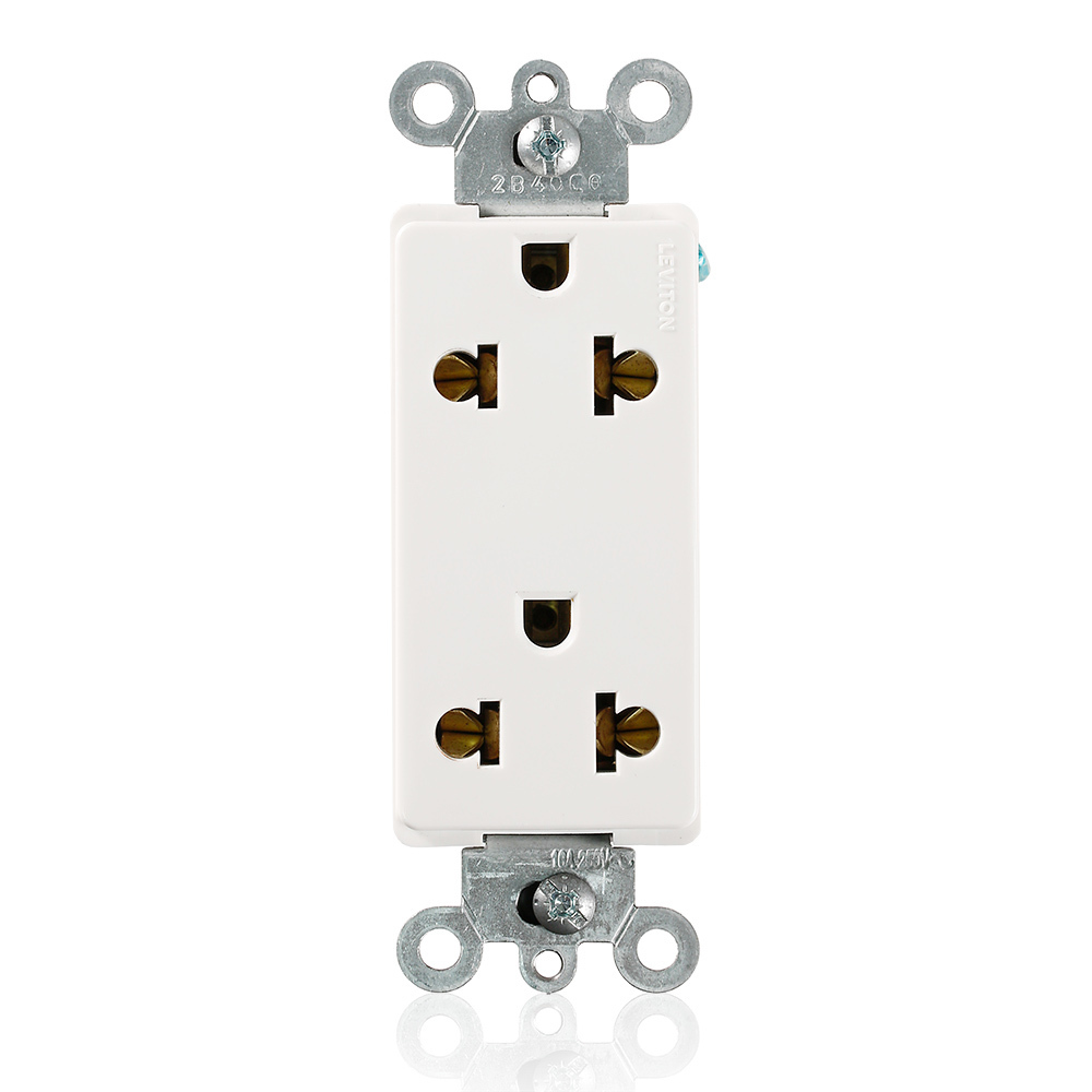 5825-W Decora Plus 1-Phase Duplex Grounding Tamper Resistant Universal Straight Blade Receptacle, 125/250 V AC, 15 A, 2 Poles, 3 Wires, White