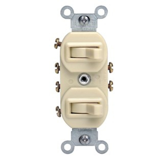 5243-W 3-Way Duplex Non-Grounding AC Combination Switch, 15 A, 125 V AC, 1800 W, 3 Poles
