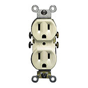 5320-S Duplex Self-Grounding Straight Blade Receptacle With Ears, 125 V AC, 15 A, 2 Poles, 3 Wires, Brown