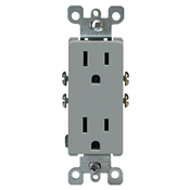 5325-GY Duplex Grounding Straight Blade Receptacle, 125 V AC, 15 A, 2 Poles, 3 Wires, Gray