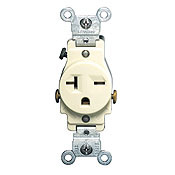 5821 Heavy Duty Grounding Narrow Body Straight Blade Receptacle, 250 V AC, 20 A, 2 Poles, 3 Wires, Brown